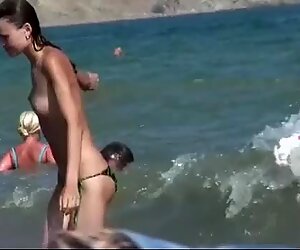 Slim Russian nudist getting a tan